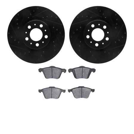 DYNAMIC FRICTION CO 8502-27052, Rotors-Drilled and Slotted-Black with 5000 Advanced Brake Pads, Zinc Coated 8502-27052